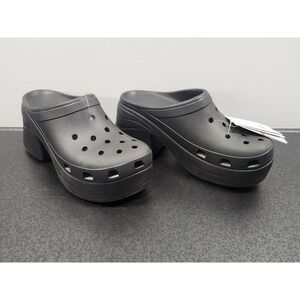 Crocs Siren Clogs Black Block Heel Platform Men's 12 Women's 14 Shoes ~Brand New